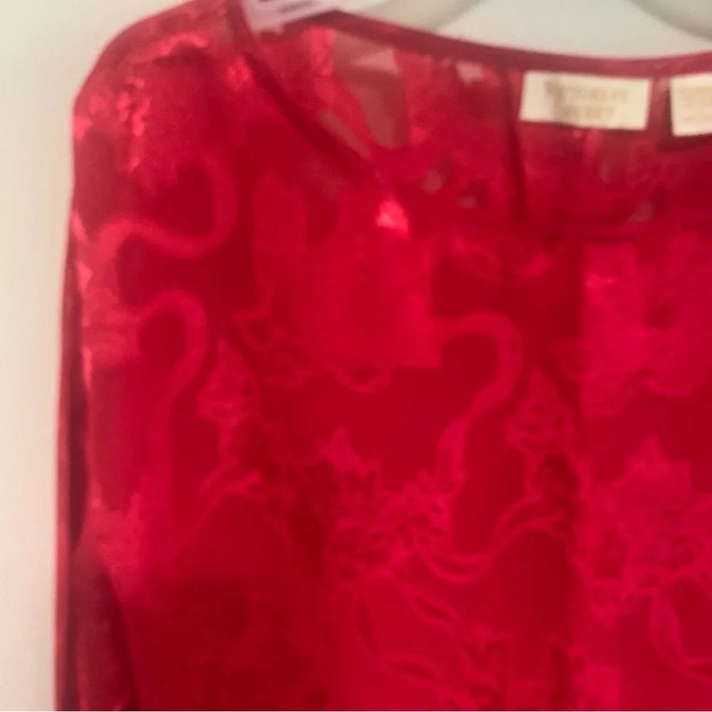 Victoria Secret Vintage Semi Sheer Floral Long Sleeve Blouse - Picture 13 of 13